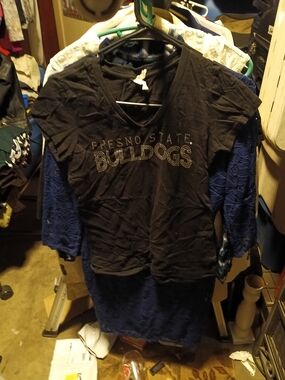 Fresno State Bulldogs Kids Black V-Neck Tee with Studded Logo